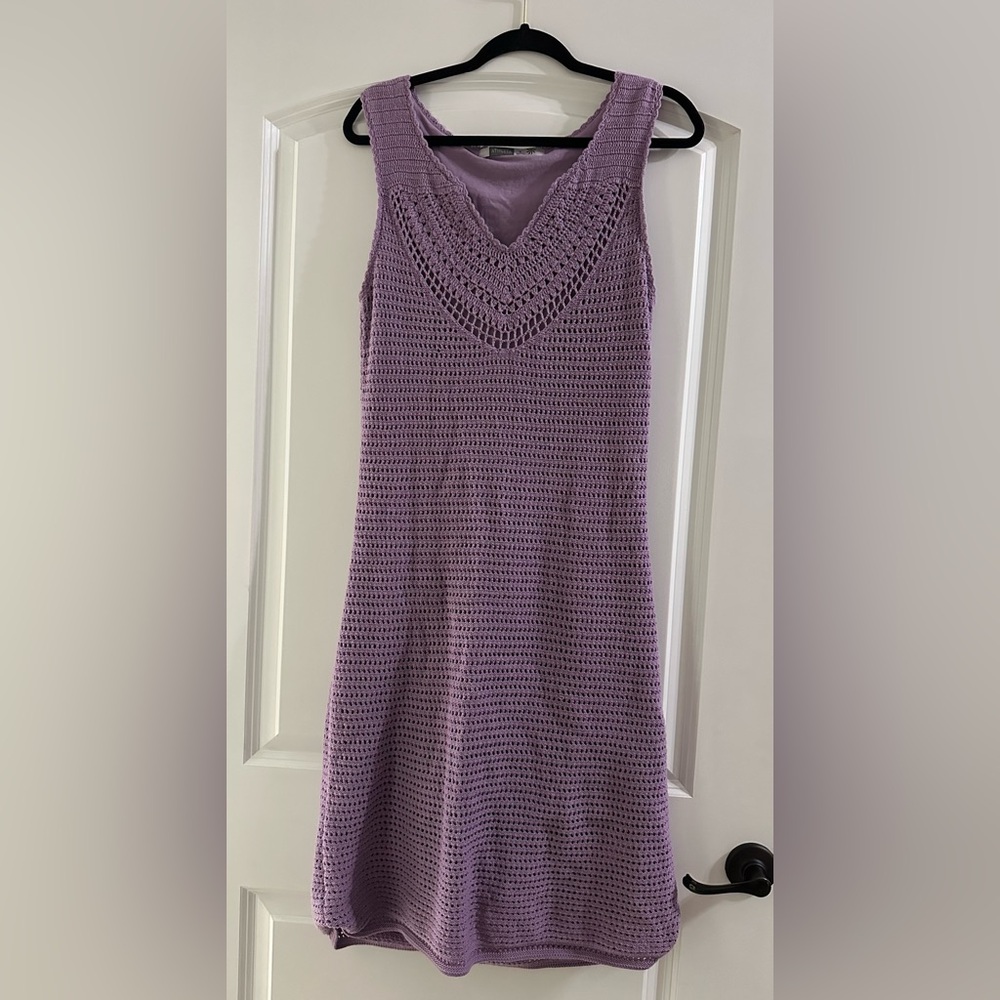 Athleta Kirra Crochet Midi Dress in Lavender, 100% cotton